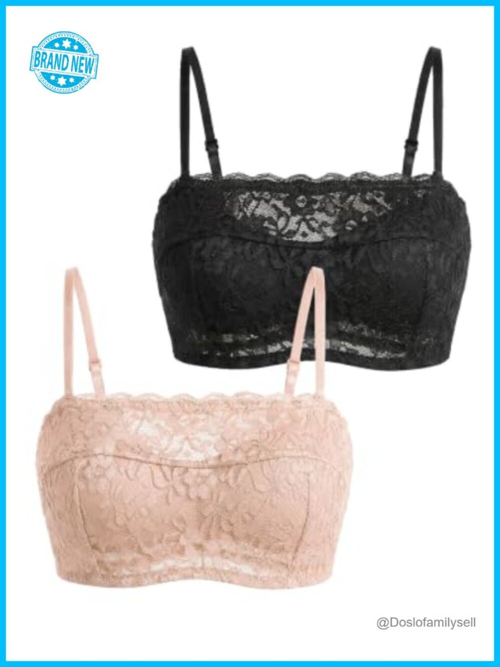 Lace Bandeau Bra Detachable Straps Strapless